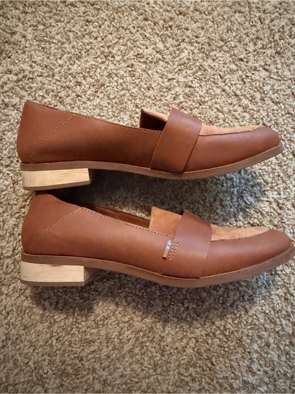 TOMS Women's Estel Cognac Brown Suede Penny Loafers